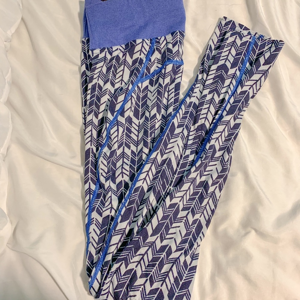L.L. Bean Purple and Blue Patterned Leggings